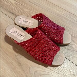 Gaimo Open Toe Woven Leather Espadrille Slide Wedge Sandals Size 38